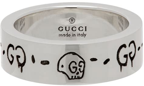 ssense gucci ring|Gucci: Silver 'GucciGhost' Ring .